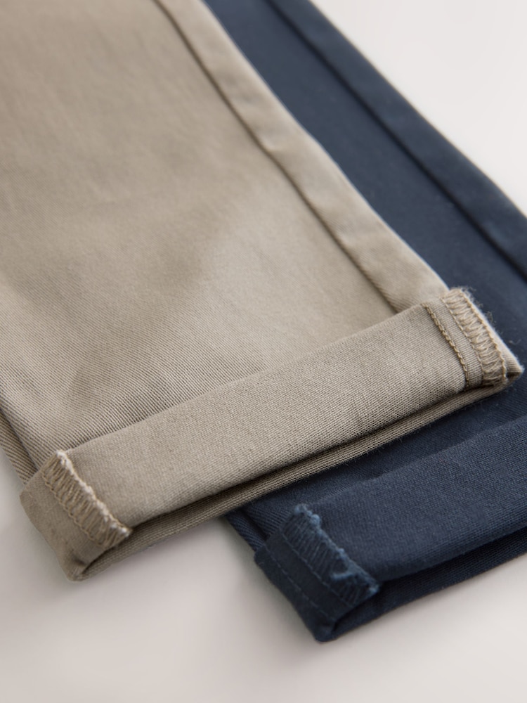 Navy/Stone Stretch Skinny Chino Trousers 2 Pack (3-17yrs) - Image 8 of 8 Navy/Stone Stretch Skinny Chino Trousers 2 Pack (3-17yrs) - Image 8 of 8