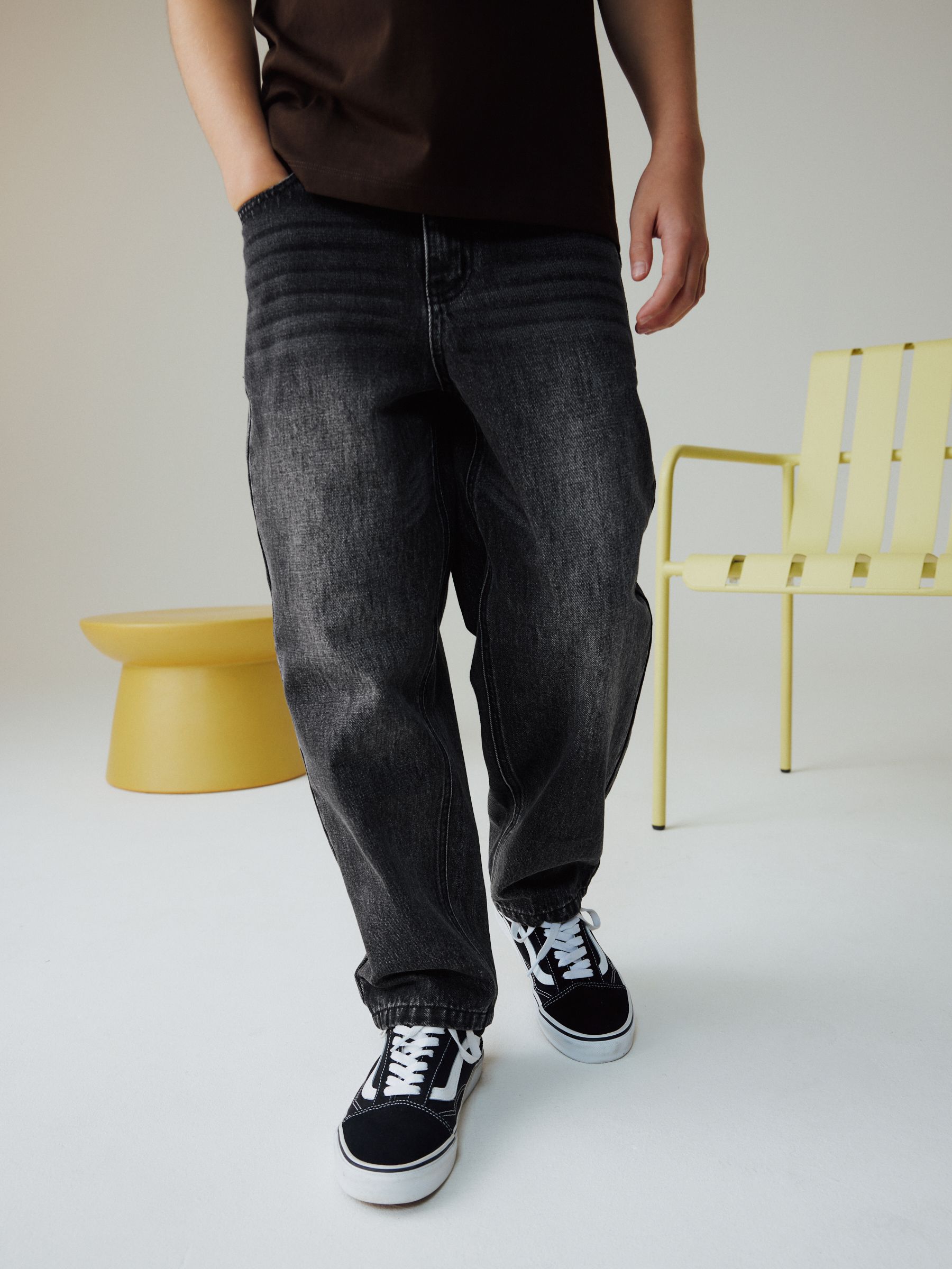 Buy Washed Black Baggy Tapered Denim Jeans (3-16yrs) from Next