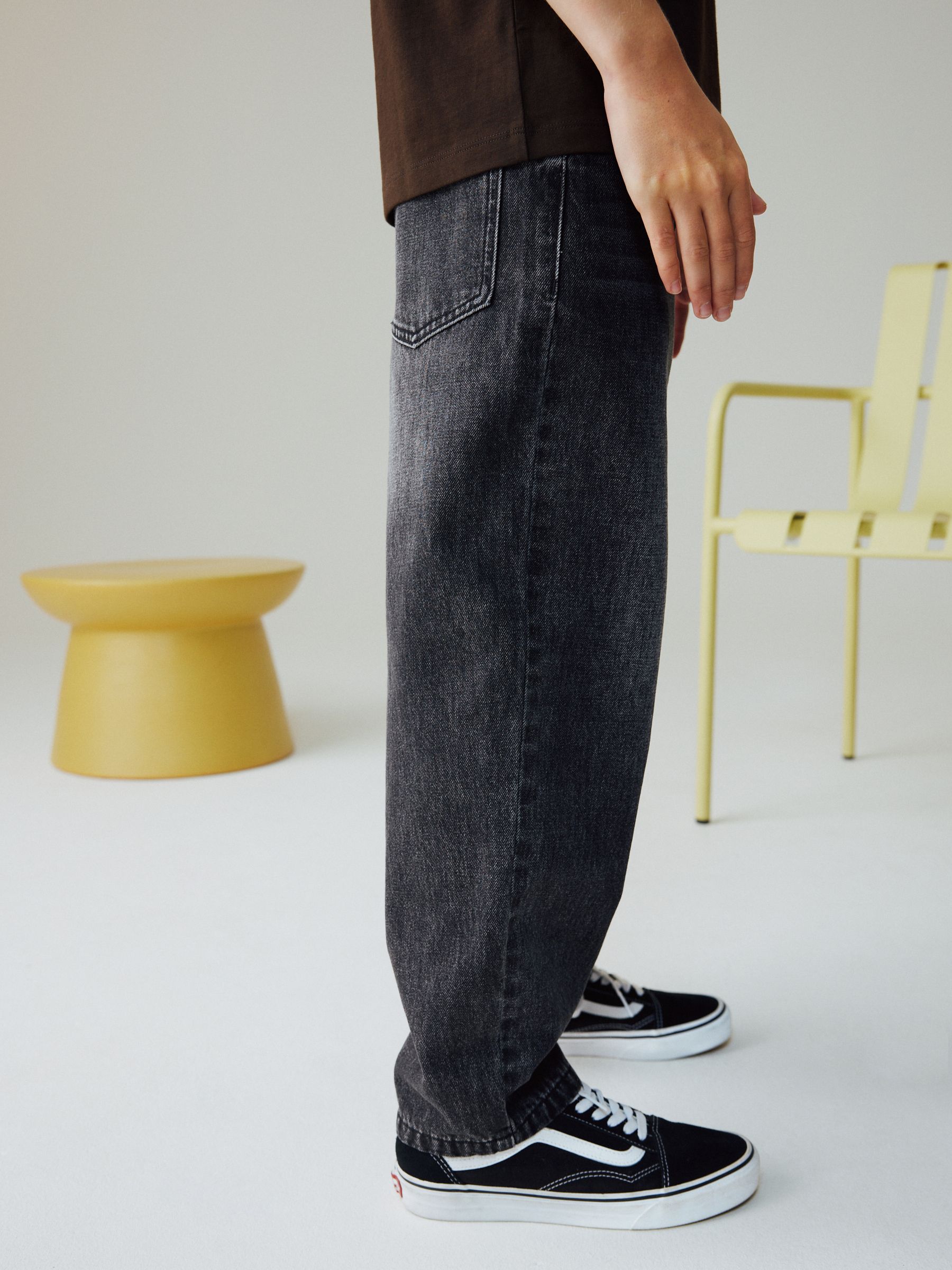 Buy Washed Black Baggy Tapered Denim Jeans (3-16yrs) from Next