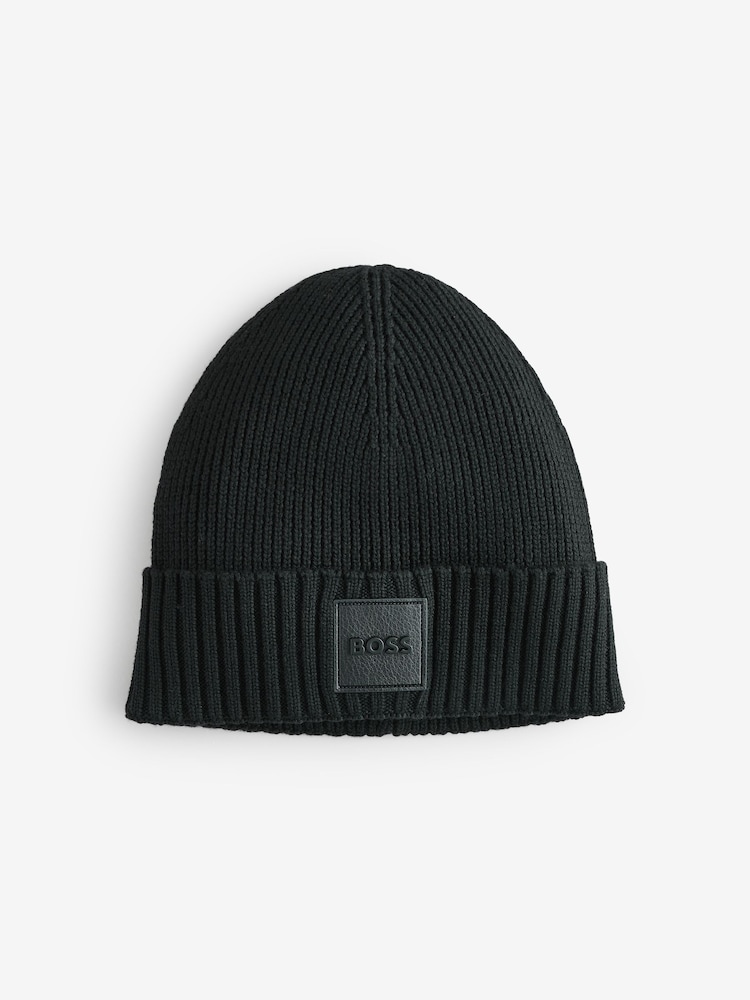 BOSS Black Ribbed Logo Beanie - Image 1 of 1