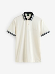 BOSS White Regular Fit Contrast Collar Polo Shirt - Image 1 of 1