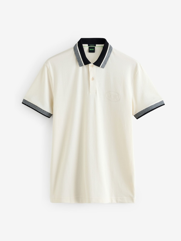BOSS White Regular Fit Contrast Collar Polo Shirt - Image 1 of 1