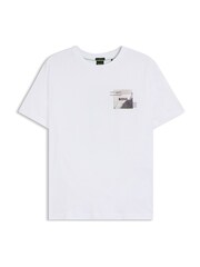 BOSS White Regular Fit Graphic Print Logo T-Shirt - Image 1 of 1