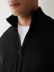 BOSS Black Embroidered Logo Wool Blend Knitted Jacket - Image 4 of 5