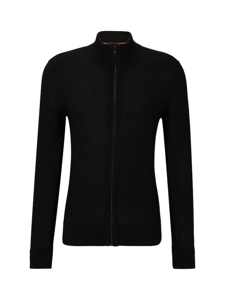 BOSS Black Embroidered Logo Wool Blend Knitted Jacket - Image 5 of 5
