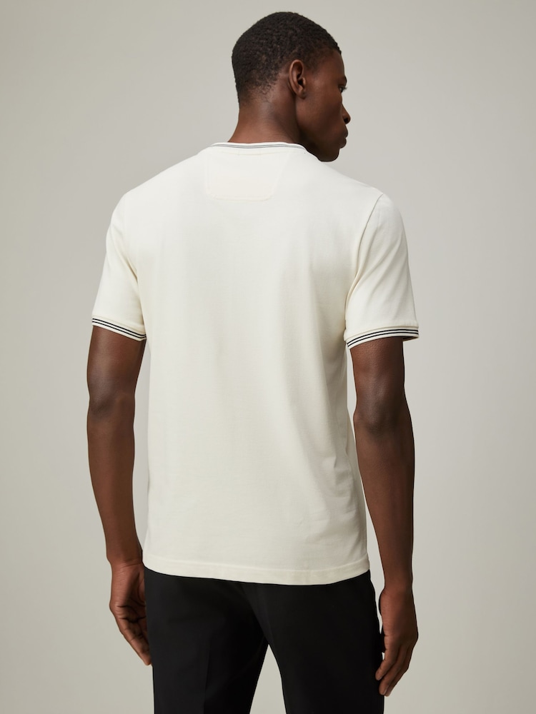 BOSS White Taul Tipped Regular Fit Logo T-Shirt - Image 2 of 5