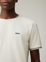 BOSS White Taul Tipped Regular Fit Logo T-Shirt - Image 4 of 5