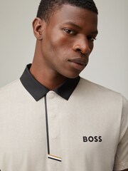 BOSS White Regular Fit Paddy Tech Polo Shirt - Image 4 of 5