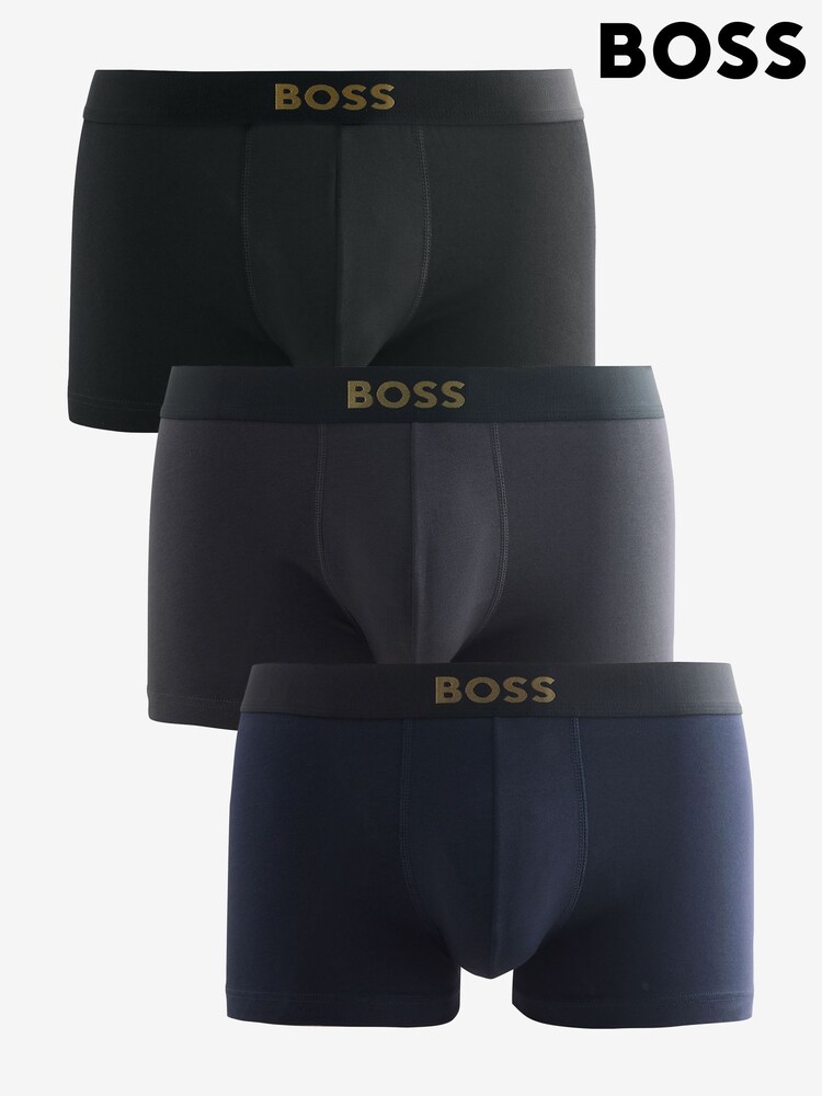 BOSS Black Gold Logo Boxers Trunks 3 Pack - Image 1 of 6
