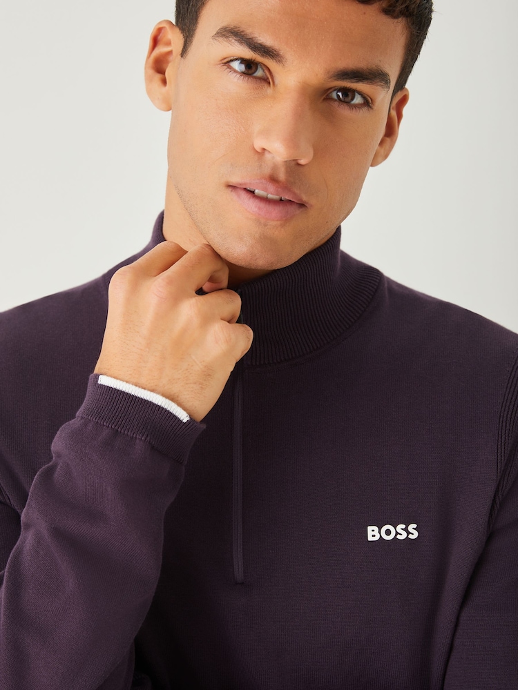 Morado - BOSS Regular Fit Ever Quarter Zip Jumper - Imagen 4 de 4