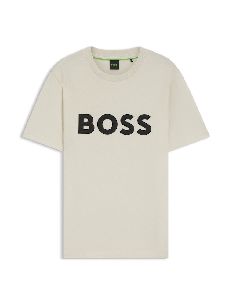 BOSS White Iconic Zone Embossed Logo Stripe Detail T-Shirt - Image 1 of 1 BOSS White Iconic Zone Embossed Logo Stripe Detail T-Shirt - Image 1 of 1