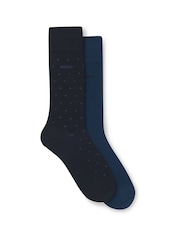 BOSS Blue Bamboo Logo Socks 2 Pack - Image 1 of 1