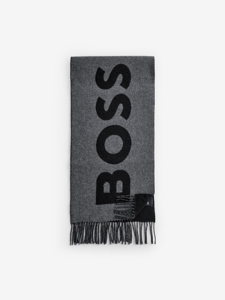 BOSS Grey Large Logo Scarf - Image 1 of 1