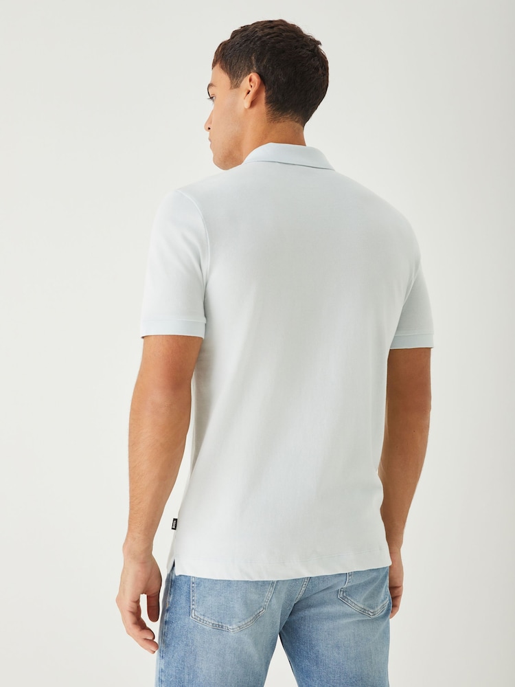 BOSS Grey Paras Zip Neck Knitted Polo Shirt - Image 2 of 5 BOSS Grey Paras Zip Neck Knitted Polo Shirt - Image 2 of 5