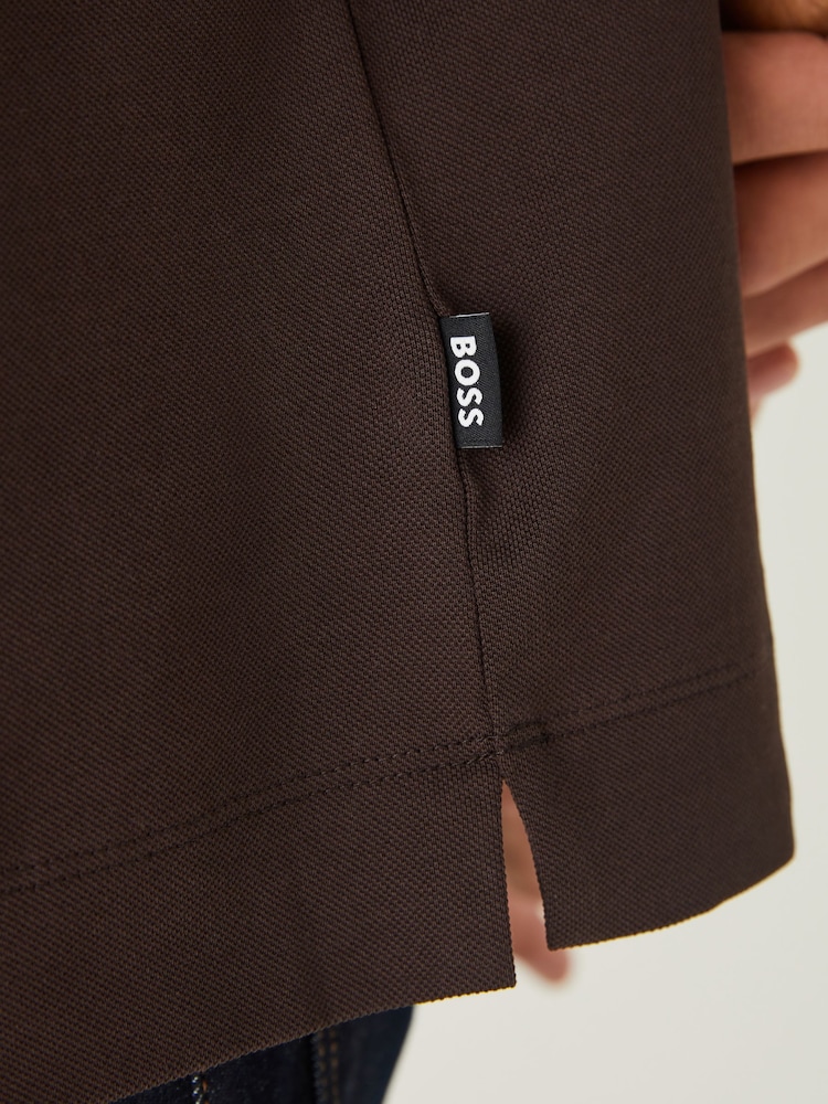 BOSS Brown Regular Fit Parris Box Logo Polo Shirt - Image 4 of 4 BOSS Brown Regular Fit Parris Box Logo Polo Shirt - Image 4 of 4