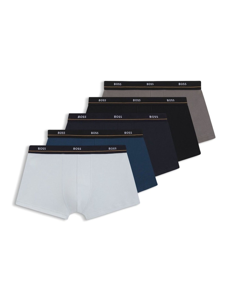 BOSS Black Dark Essential Logo Boxers Trunks 5 Pack - Image 1 of 1 BOSS Black Dark Essential Logo Boxers Trunks 5 Pack - Image 1 of 1