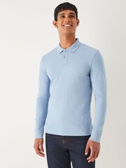 BOSS Blue Passerby Box Logo Long Sleeve Polo Shirt - Image 1 of 5