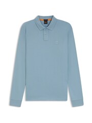 BOSS Blue Passerby Box Logo Long Sleeve Polo Shirt - Image 5 of 5
