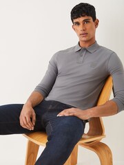 BOSS Grey Passerby Box Logo Long Sleeve Polo Shirt - Image 1 of 6