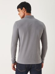 BOSS Grey Passerby Box Logo Long Sleeve Polo Shirt - Image 4 of 6