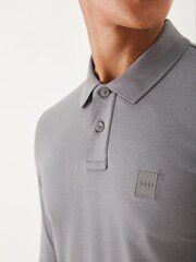 BOSS Grey Passerby Box Logo Long Sleeve Polo Shirt - Image 5 of 6
