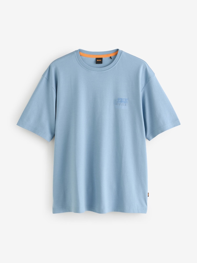 BOSS Blue Regular Fit Graphic Print Logo T-Shirt - Image 1 of 1