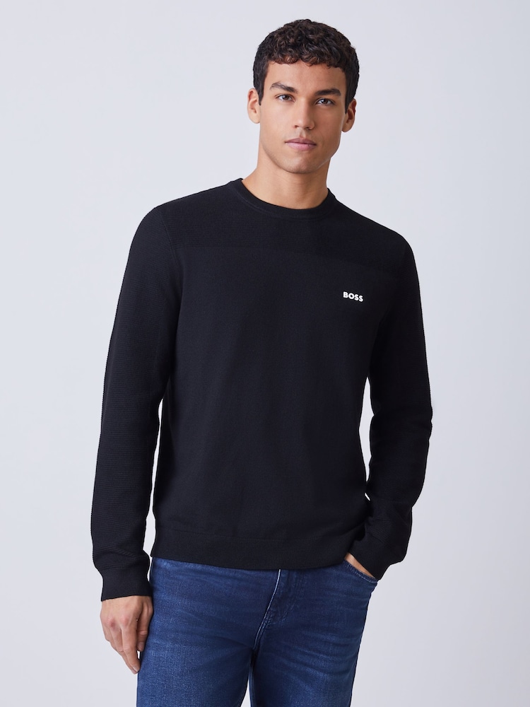 BOSS Black Momentum Textured Detail Logo Jumper - Image 2 of 6 BOSS Black Momentum Textured Detail Logo Jumper - Image 2 of 6