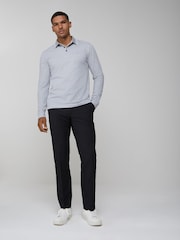BOSS Silver Long Sleeve Cotton Polo Shirt - Image 2 of 4