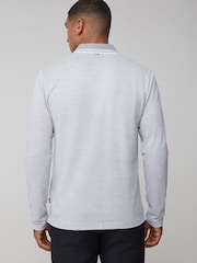 BOSS Silver Long Sleeve Cotton Polo Shirt - Image 3 of 4