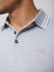 BOSS Silver Long Sleeve Cotton Polo Shirt - Image 4 of 4