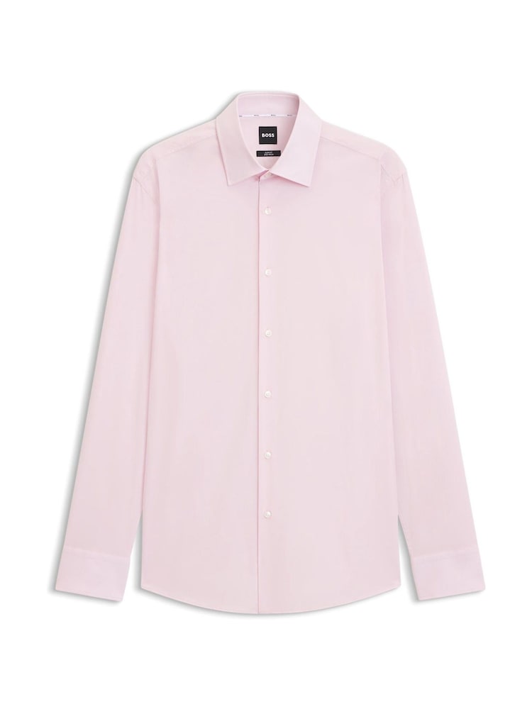 BOSS Pink Slim Fit Stretch Poplin Hank Shirt - Image 1 of 1 BOSS Pink Slim Fit Stretch Poplin Hank Shirt - Image 1 of 1