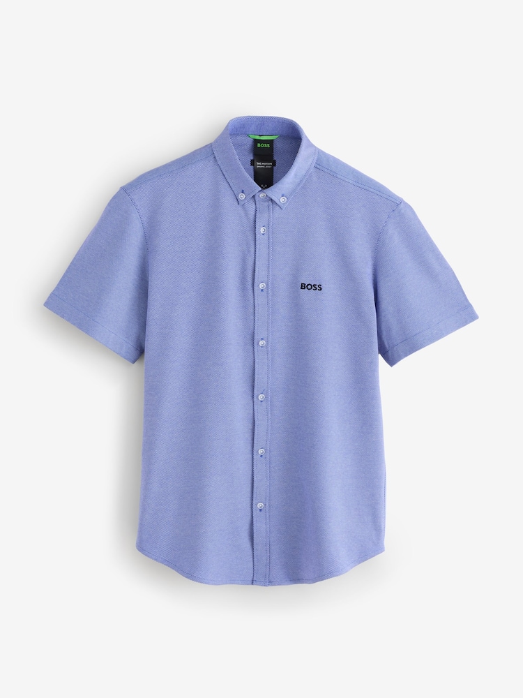 BOSS Mid Blue Regular Fit Motion Short Sleeve Shirt - Image 1 of 1