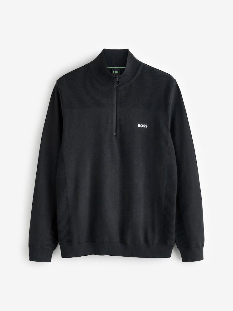أسود - BOSS Momentum Textured Detail Quarter Zip Logo Jumper - صورة 5 من 5 أسود - BOSS Momentum Textured Detail Quarter Zip Logo Jumper - صورة 5 من 5