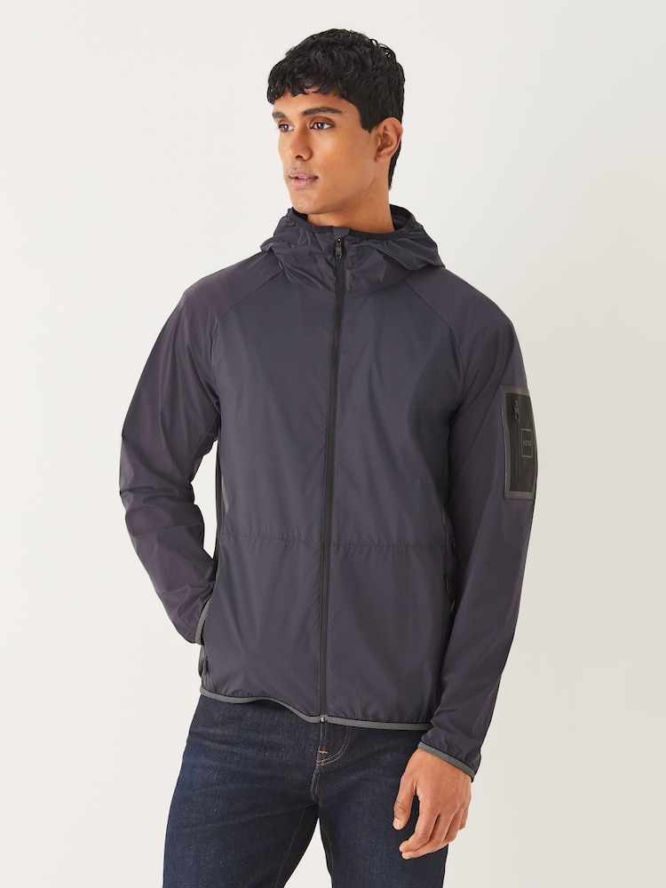 BOSS Blue Tech Light Weight Hooded Jacket - Image 1 of 4 BOSS Blue Tech Light Weight Hooded Jacket - Image 1 of 4
