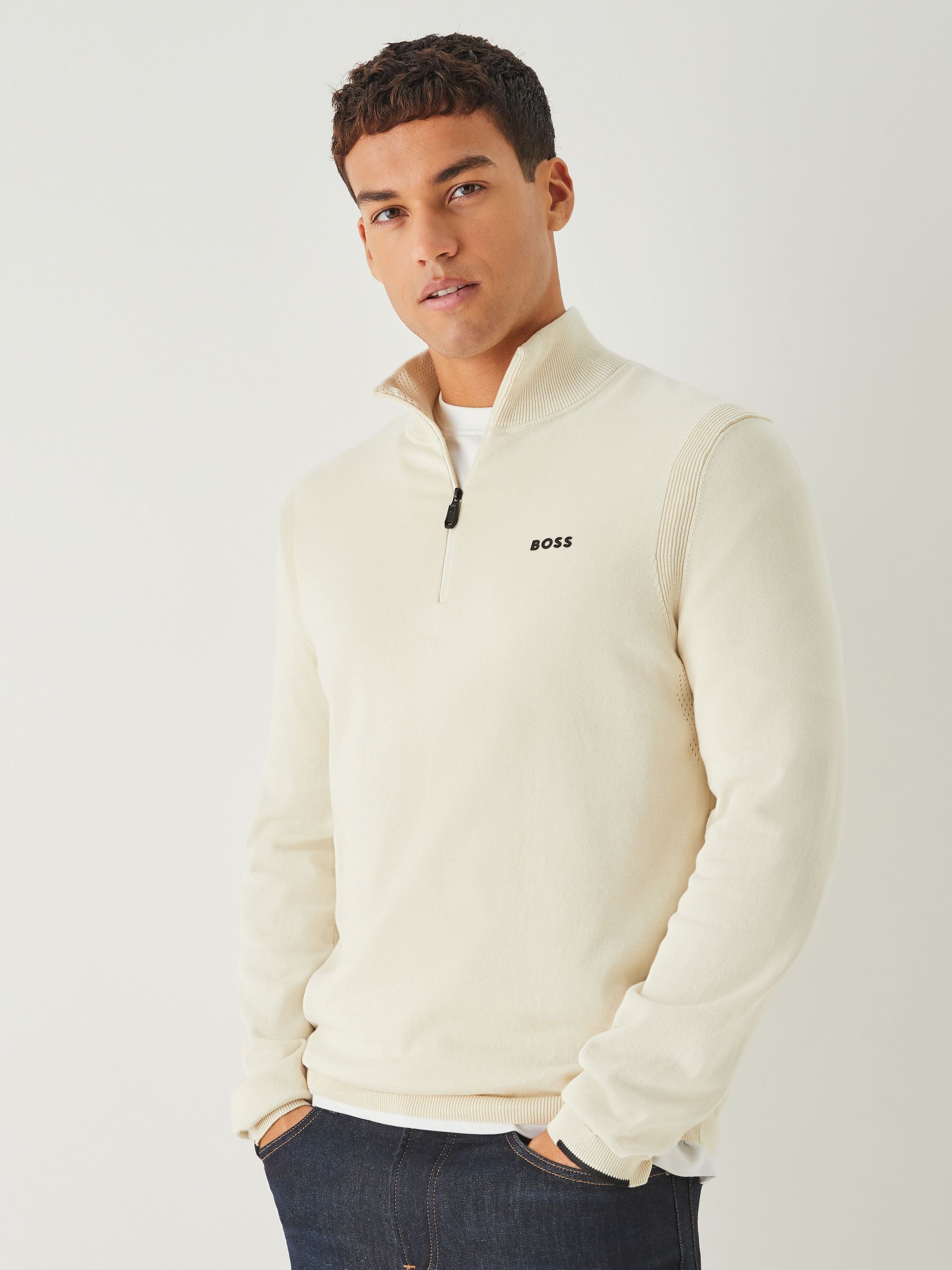 Buy BOSS Cream Regular Fit Ever Quarter Zip Jumper from Next USA Buy BOSS Cream Regular Fit Ever Quarter Zip Jumper from Next USA