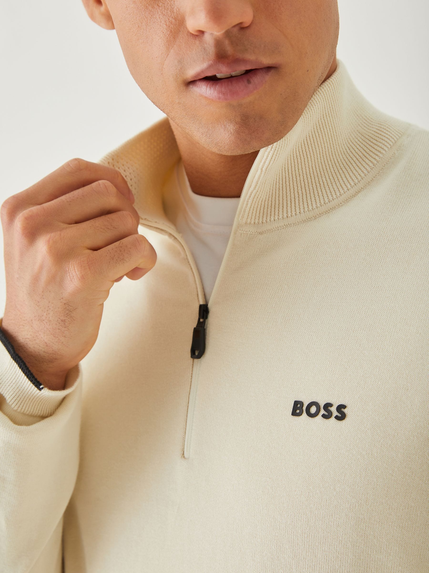 Buy BOSS Cream Regular Fit Ever Quarter Zip Jumper from Next USA