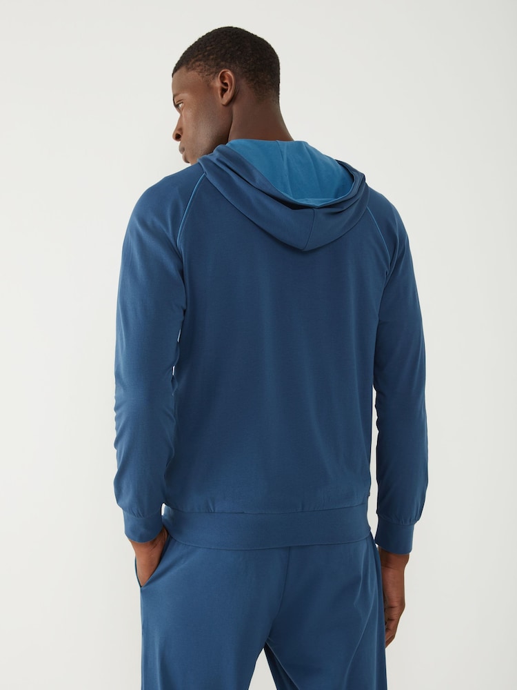 BOSS Sky Blue Stretch Cotton Zip-Up Hoodie - Image 2 of 4