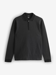 BOSS Black Peduzzi Zip Neck Long Sleeve Knitted Polo Shirt - Image 1 of 1