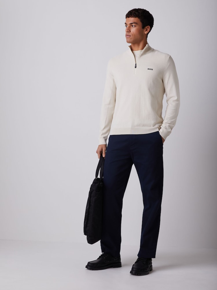 أبيض - BOSS Momentum Textured Detail Quarter Zip Logo Jumper - صورة 2 من 5 أبيض - BOSS Momentum Textured Detail Quarter Zip Logo Jumper - صورة 2 من 5