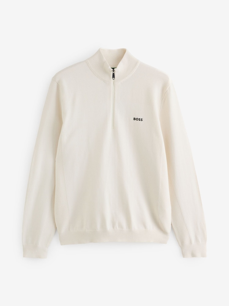 أبيض - BOSS Momentum Textured Detail Quarter Zip Logo Jumper - صورة 5 من 5 أبيض - BOSS Momentum Textured Detail Quarter Zip Logo Jumper - صورة 5 من 5
