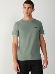 BOSS Green Taul Tipped Regular Fit Logo T-Shirt - Image 1 of 4