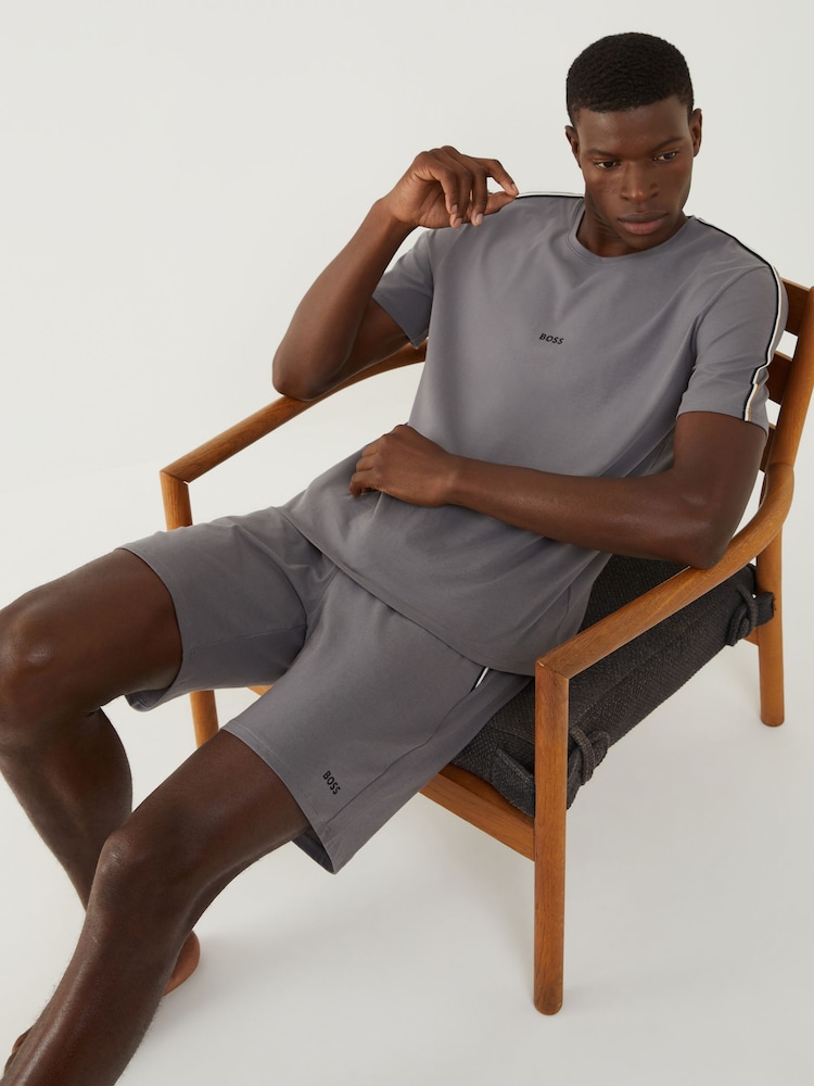 BOSS Grey Unique Logo Shorts - Image 2 of 4