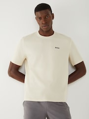 BOSS White Logo Regualr-Fit Waffle T-Shirt - Image 1 of 4