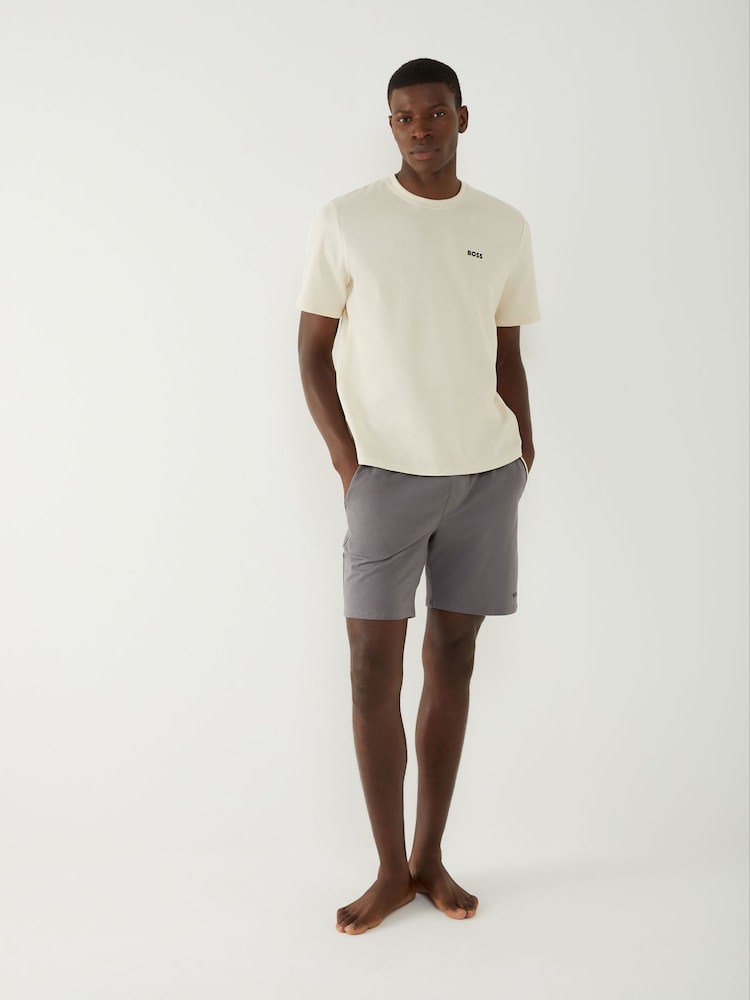 BOSS White Logo Regualr-Fit Waffle T-Shirt - Image 2 of 4