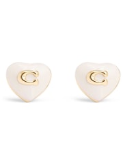 COACH Gold Tone Signature Enamel Heart Stud Earrings - Image 2 of 3