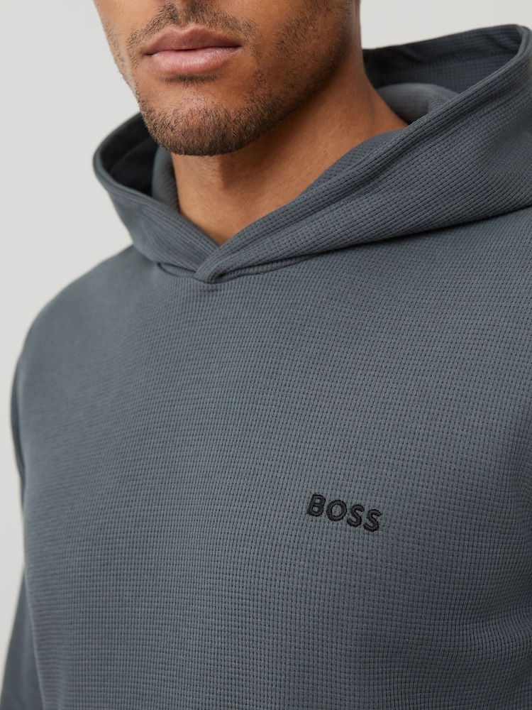 BOSS Green Waffle Long Sleeve Hooded Top - Image 5 of 5 BOSS Green Waffle Long Sleeve Hooded Top - Image 5 of 5
