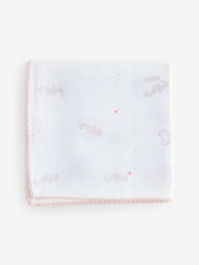The White Company Cotton Seahorse Friends White Muslins 2 Pack - Image 3 of 4