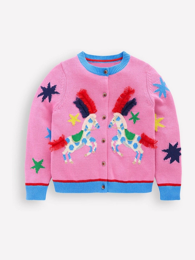 Boden Pink Fun Frill Logo Cardigan - Image 2 of 4