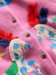 Boden Pink Fun Frill Logo Cardigan - Image 3 of 4