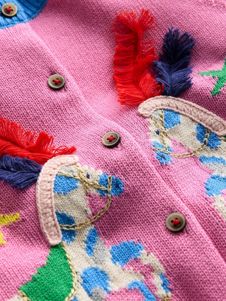 Boden Pink Fun Frill Logo Cardigan - Image 4 of 4